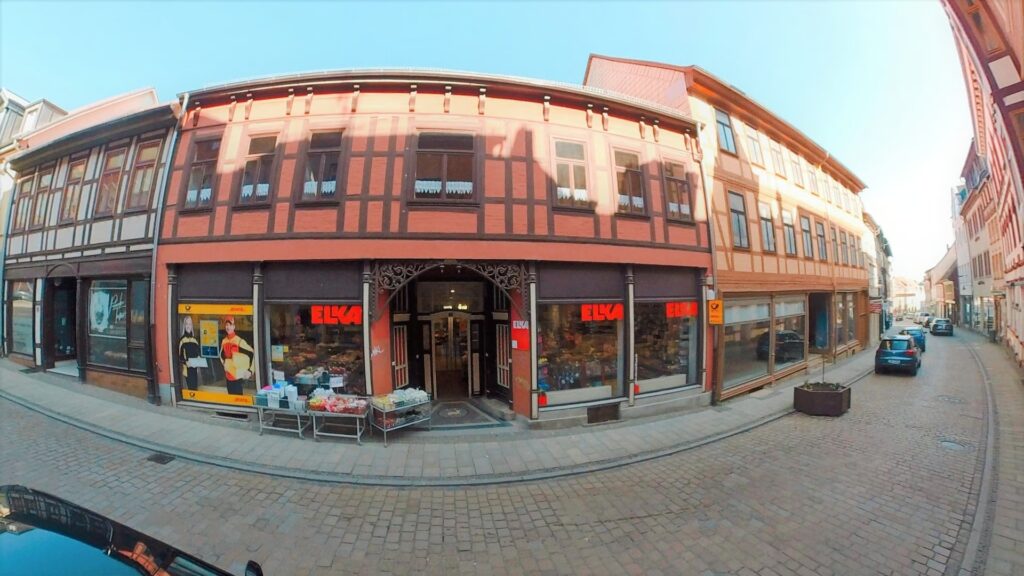 Eingang Elka Kaufhaus in Blankenburg